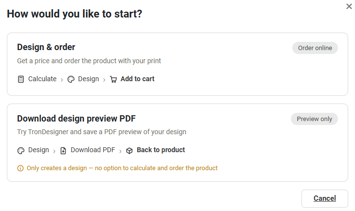 How would you like to start dialog with two options